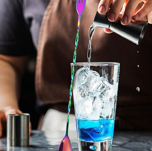A Set 3pzs Cuchara Coctelera Agitador Bartender Bar Acero