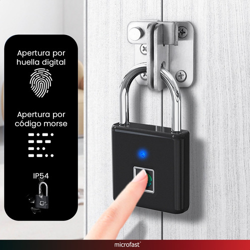 Imagen 4 de 10 de Candado Con Huella Digital Tactil Usb Resistente Agua Seguro