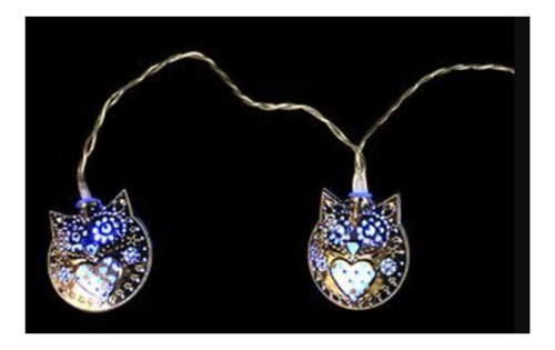 Cordão Luminoso Gato Com 10 Leds Fixa Azuis Cor Das Luzes Azul