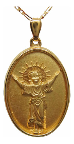 Medalla Divino Niño Jesús 3 Cm Chapa De Oro Con Cadena