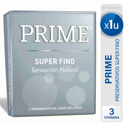 Imagen 1 de 6 de Preservativo Prime Super Fino Sensacion Natural Caja X3u