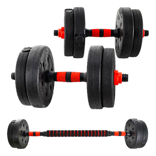 Set De Pesas 2 Mancuernas + Barra Discos Ajustable 15 Kg Gmp Color Negro