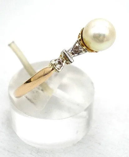Anillo De Oro 18 Kt Perla Natural Y Zafiros Goldantiques