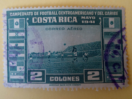 Costa Rica Aereo Estampilla 1941 Camp. De Futbol Yvert 62