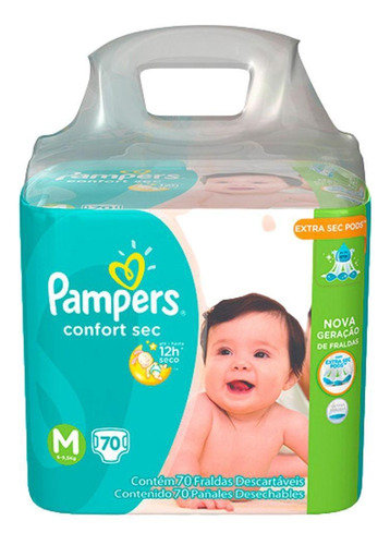 Fralda Pampers Confort Bag M - 70 Unidades