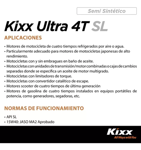 Lubrifiant Huile Moteur GS OIL Pour Moto Kixx Ultra 4T SL - Sodishop