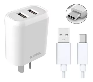 Cargador Rapido Doble Usb Celular 2.4 Amp + Cable Usb Tipo C