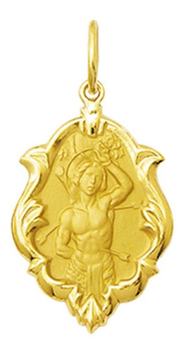 Leão Jóias Medalha Pingente São Sebastião Ouro 18k 2,5 Cm