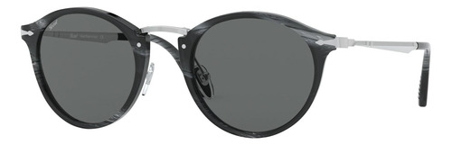 Anteojos de sol Persol PO3166S Standard con marco de acetato color negro, lente gris de cristal clásica, varilla de metal