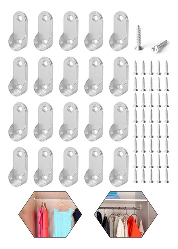 Barra Colgante Ovalada Closet 20 Soportes 40 Tornillos