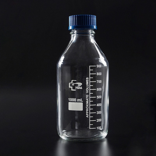 Imagen 1 de 6 de Frasco Graduado De Vidrio Autoclavable 1000ml Tapa A Rosca
