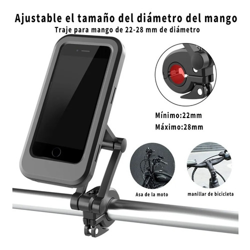 Imagen 6 de 10 de Soporte Holder Bolso Porta Celular Moto Impermeable Magnetic