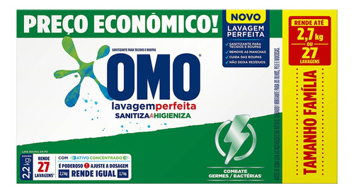 Sabão Em Pó Sanitizante Lavagem Perfeita 2,2kg Omo