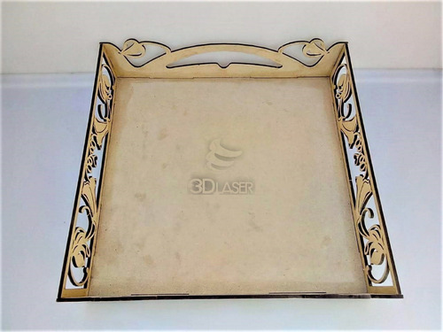 Imagen 2 de 4 de Bandeja Arabescos 25x25 Kit 10u - Mdf / Fibrofacil