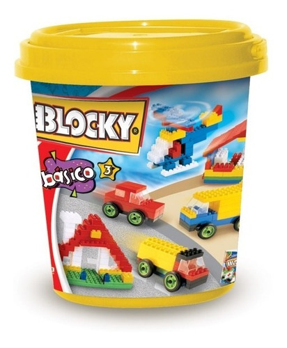 Blocky Balde Básico 3 Amarillo 200 Piezas - Bloques Juguetes