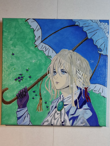 Cuadro Original «violet Evergarden» 30x30 Pintado A Mano