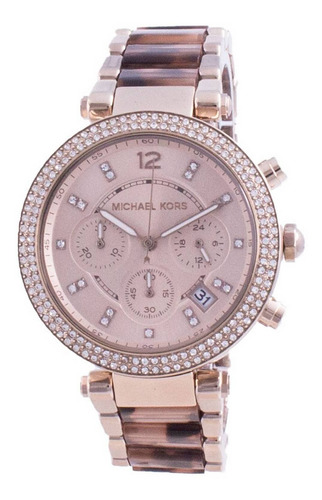 Reloj  Para Mujer Mk6832 Con Cronógrafo En Tono Oro Rosa