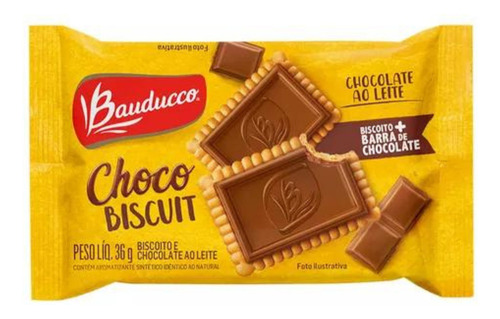 Biscoito chocolate ao leite bauducco choco biscuit 2 unidades 36g