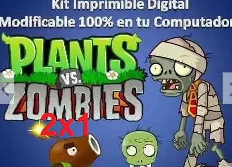 Kit Imprimible Candy Bar Plantas Vs Zombies Cumpleaños 2x1