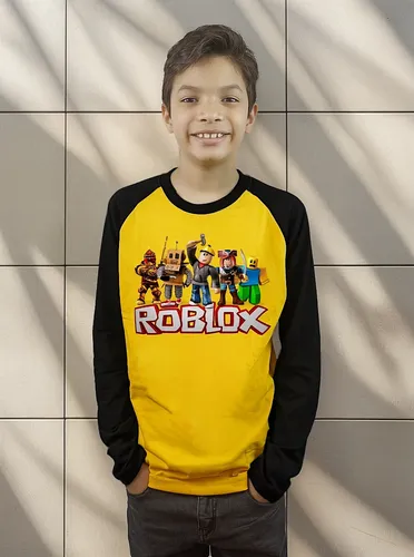 Polera Roblox Niños Manga Larga Raglan Estampada Dtf Cod 001