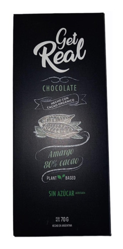 Pack X 10 Chocolates Amargos 80% Get Real Orgánico S/azúcar