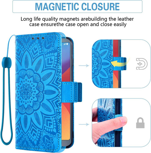 Asuwish Funda Para Teléfono Lg G6 Con Protector De Pantalla Azul.