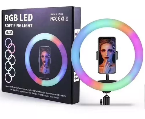 Aro de Luz 33 cm RGB Con Soporte Para Celular Y Tripode 2.10