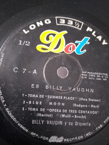 Vinilo Ep De Billy Vaughn Blue Moon ( L L151