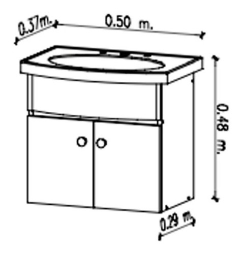 Imagen 5 de 7 de Vanitory Mueble Baño 50 Roma Colgar Con Bacha Acrilica Blanco Blanco