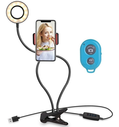 Suporte Celular De Mesa Para Selfie Ring Light + Controle