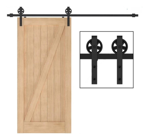1 Kit Corredera 1,8mt Para 1 Puerta Estilo Granero