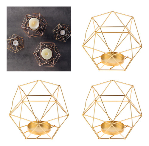 3 Pedazos Porta Candeleros Geométricos De Hierro Para Luces