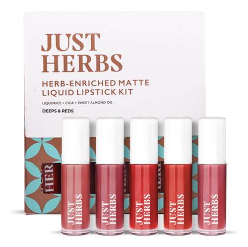 Just Herbs Kit De 5 Lapices Labiales Liquidos Organicos, Hid