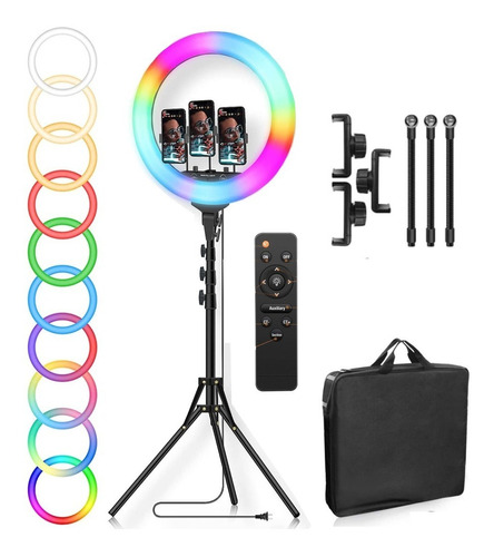 Aro De Luz Regulable 45cm Rgb 18inch Estudio Kit + Trípode