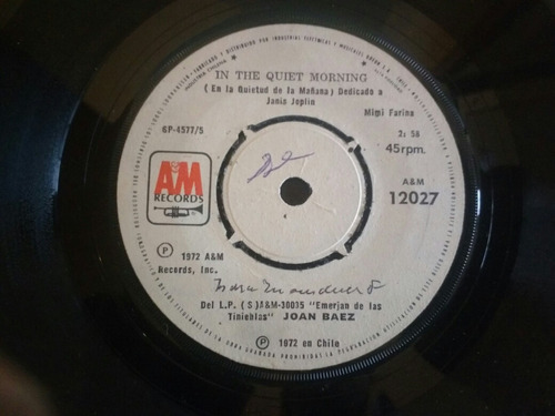 Vinilo Single De Joan Baez Song The Bangla (  L L125