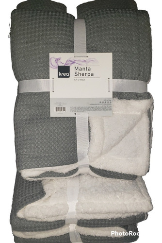 Krea, Manta Sherpa 125x150cm Wafle Gris Topo