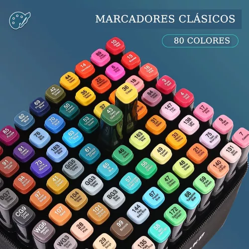 KIT DE MARCADORES ARTISTICOS, DOBLE PUNTA 80 COLORES CLÁSICOS