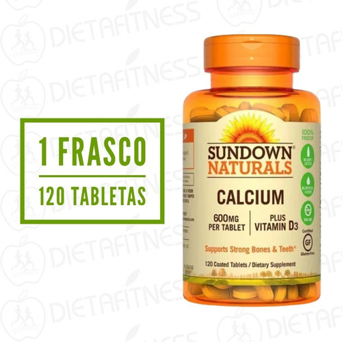 Calcio 600 Mg + Vitamina D3 Sundown 120 Tabletas Dietafitnes