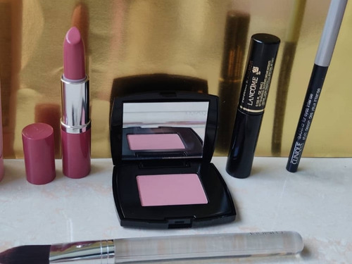 Set Lancome Original Labial Mascara Lápiz Blush Brocha 