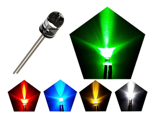 Kit 50x Led 5mm Brilho Azul Vermelho Verde Amrl +resistores 