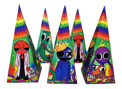Lembrancinha Rainbow Friends Caixa Cone Pct. C/10 Unidades.