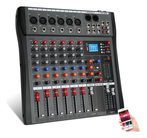 Mezcladora Audio Gc  Profesional Ct6 6 Canales Usb Eq Mixer