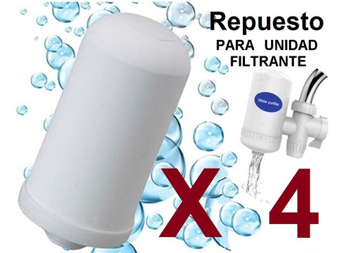 4 Repuesto Filtro Purificador Agua Cerámico Carbón P Canilla