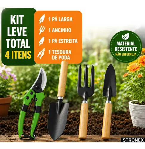 Kit Para Ferramentas Para Jardinagem Completo 4 Peças Tesoura De ...
