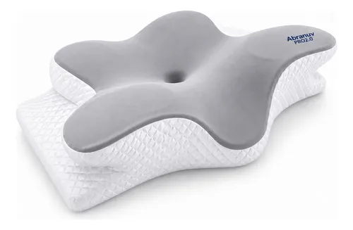 Travesseiro Cervical Abranuv Ergonômico Espuma Visco Dormir Branco
