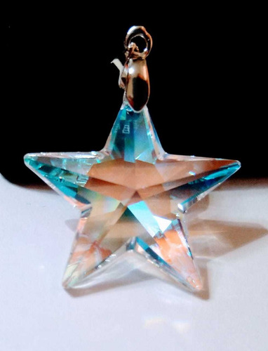 Imagem 3 de 5 de Pingente Estrela Swarovski Blue Aurora Boreal 2,8cm Em Ródio