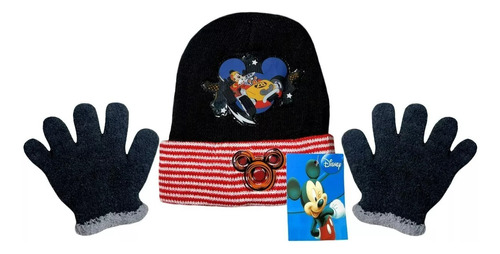 Kit Inverno Infantil Mickey Disney : Gorro / Touca + Luvas