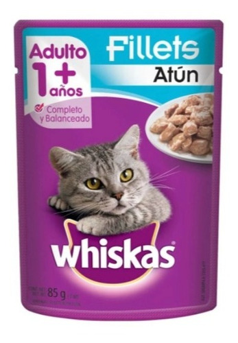 Alimento Whiskas 1+ Gato Adulto Fillets Sabor Atun 85 Gr