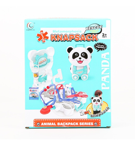 Set 2 En 1 Juego Doctor Cirugia Mochila Forma Panda