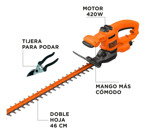 Imagen 2 de 12 de Cortasetos 420w Black+decker Beht201k-b3